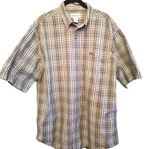 Men's Carhartt Olive Plaid SS Shirt L-T